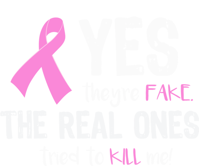 Yes They're Fake Funny Breast Cancer Kids Long Sleeve Shirt