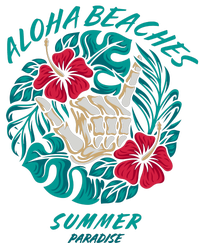 Aloha Beaches Skeleton Hand Rock On Flowers Magnet