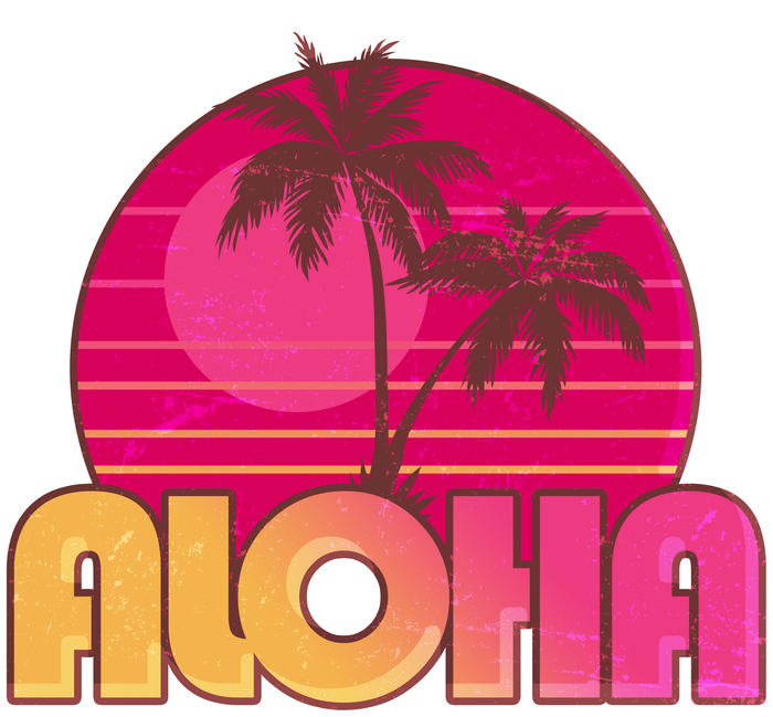 Retro Aloha Summer Fun Pink Logo T-Shirt