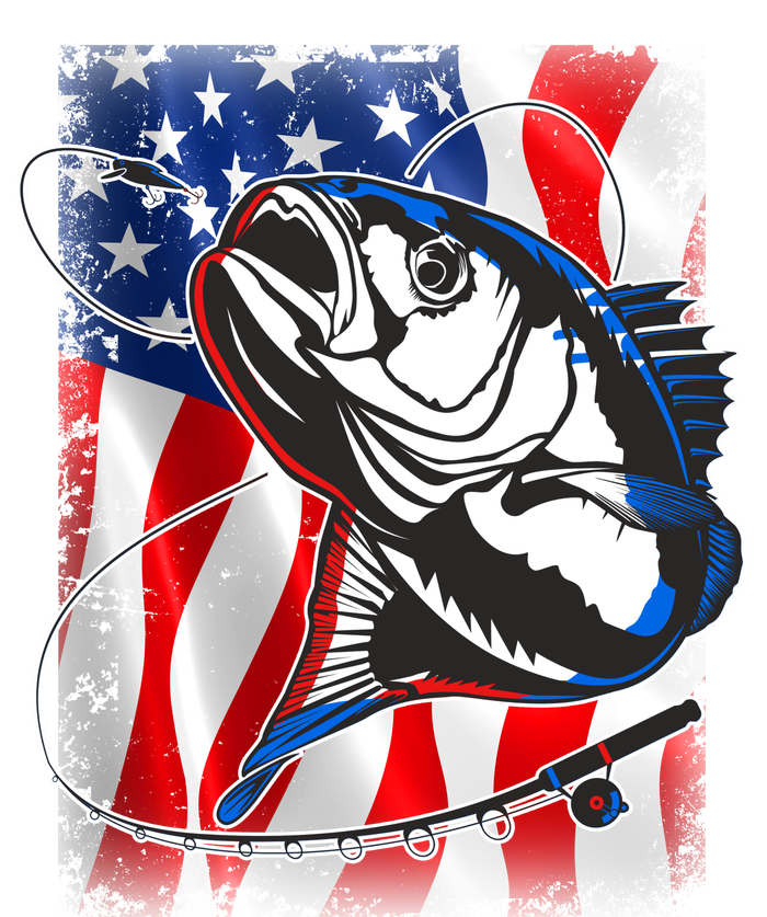 American USA Flag Bass Fishing Fan Premium T-Shirt