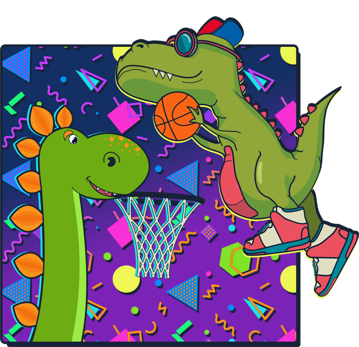 Retro 90's Basketball Dinosaurs T-Shirt