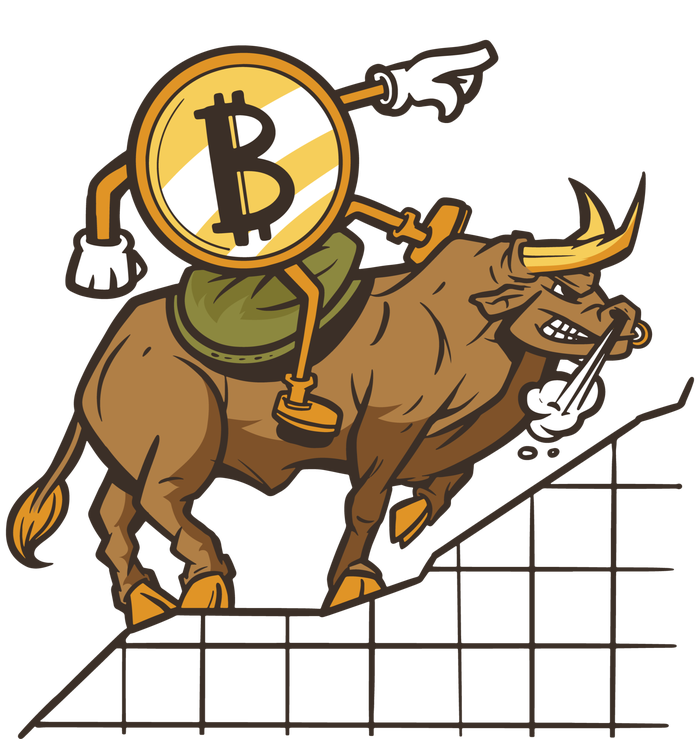 Bitcoin Cartoon Riding Bull Long Sleeve Shirt