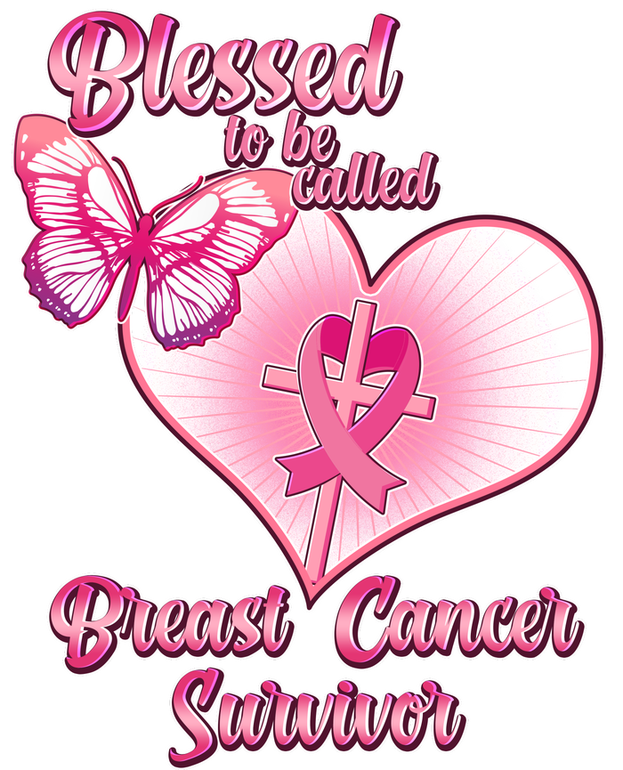 Blessed To Be Called Breast Cancer Survivor Pink Ribbon Cross Baseball Sleeve Shirt