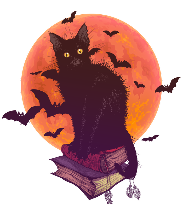 Cool Halloween Black Cat Moon Baseball Sleeve Shirt