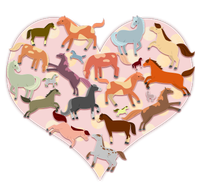 Cute Love Heart Horses Poster