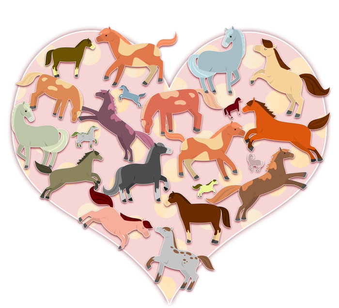 Cute Love Heart Horses Poster