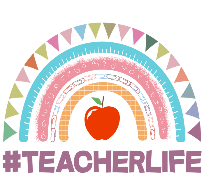 Cute Rainbow Teacher Life #teacherlife V-Neck T-Shirt