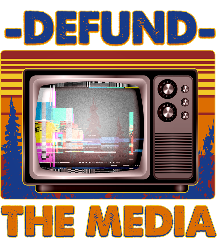 Retro Defund the Media Vintage TV Set Baseball Sleeve Shirt