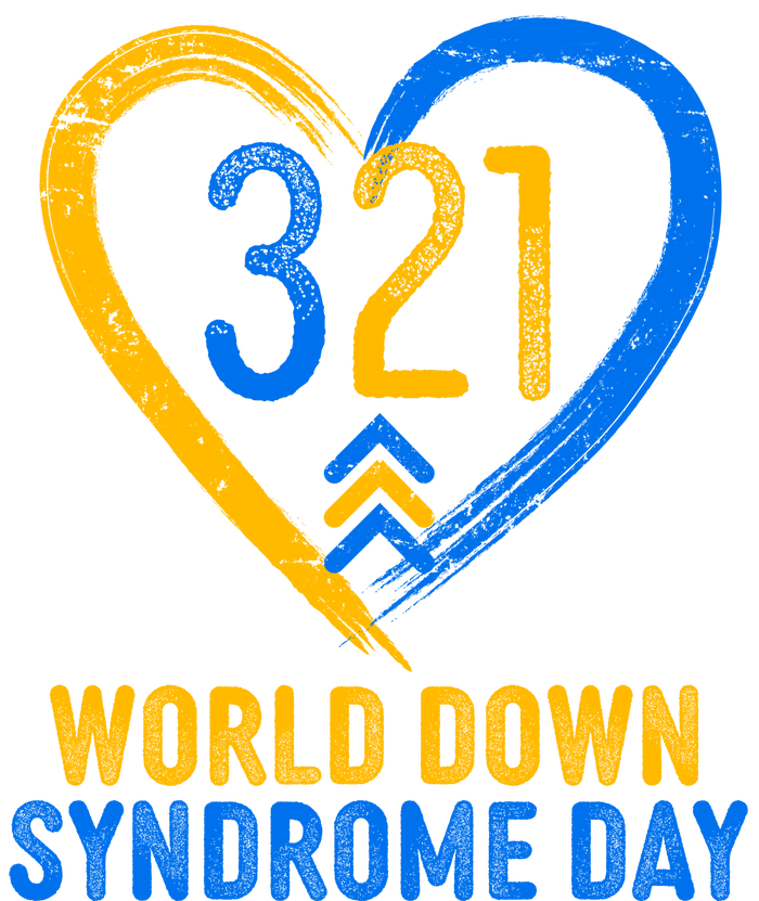 321 World Down Syndrome Day Blue And Yellow Painted Heart Kids Sweatshirt