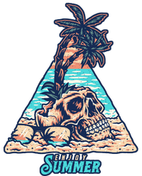 Enjoy Tropical Summer Vacation Skull T-Shirt