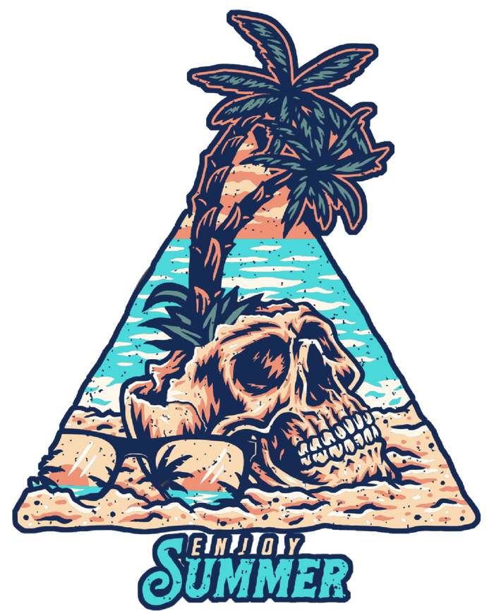 Enjoy Tropical Summer Vacation Skull T-Shirt