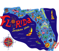 Cartoon Map of Florida T-Shirt