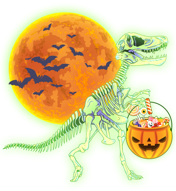 Full Moon T-Rex Dinosaur Skeleton Candy Trucker Hat