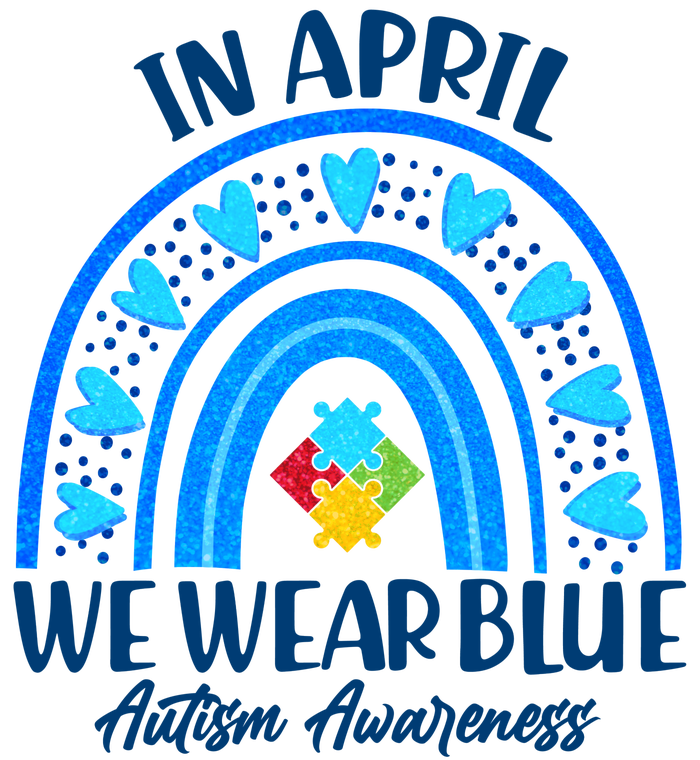 In April We Wear Blue Autism Awareness Baseball Sleeve Shirt