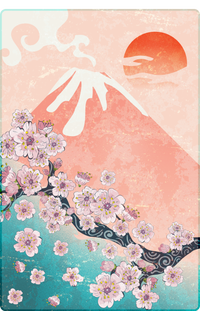 Vintage Japanese Cherry Blossoms with Mount Fuji T-Shirt