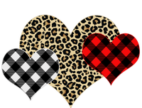 Cute Stylish Leopard Plaid Print Valentine Hearts Raglan Sleeve Pajama Set