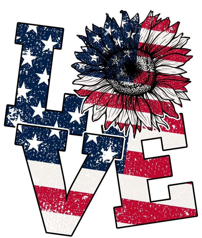 Love Sunflower Patriotic American Flag 4th Of July Premium T-Shirt