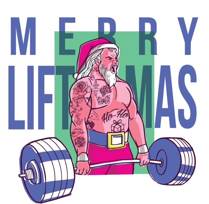 Merry Liftmas Tattoo Santa T-Shirt