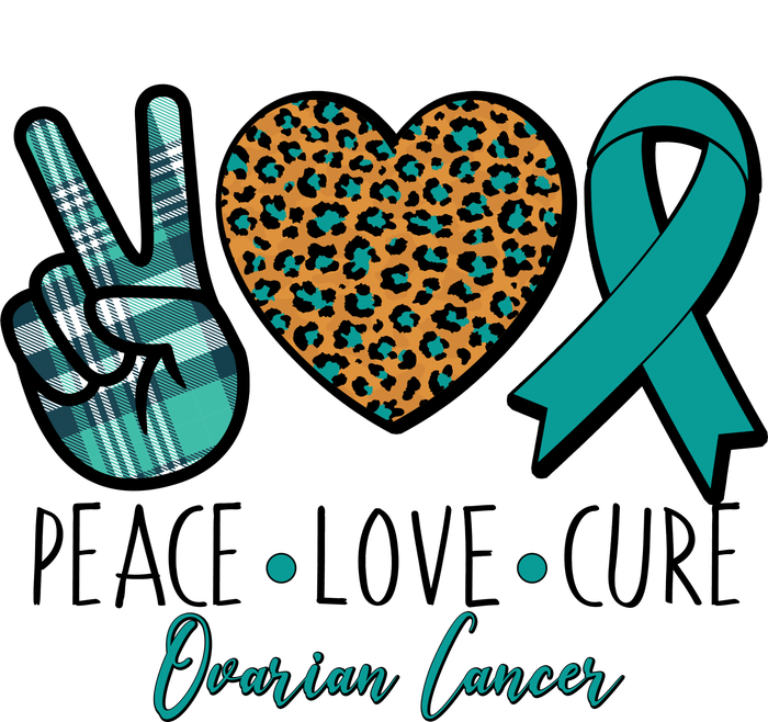 Peace Love Cure Ovarian Cancer Awareness Baseball Sleeve Shirt