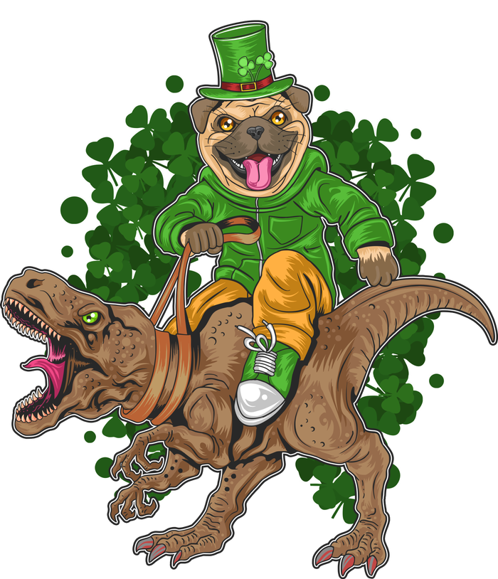 Funny St Patrick Pug On T-Rex Tall T-Shirt