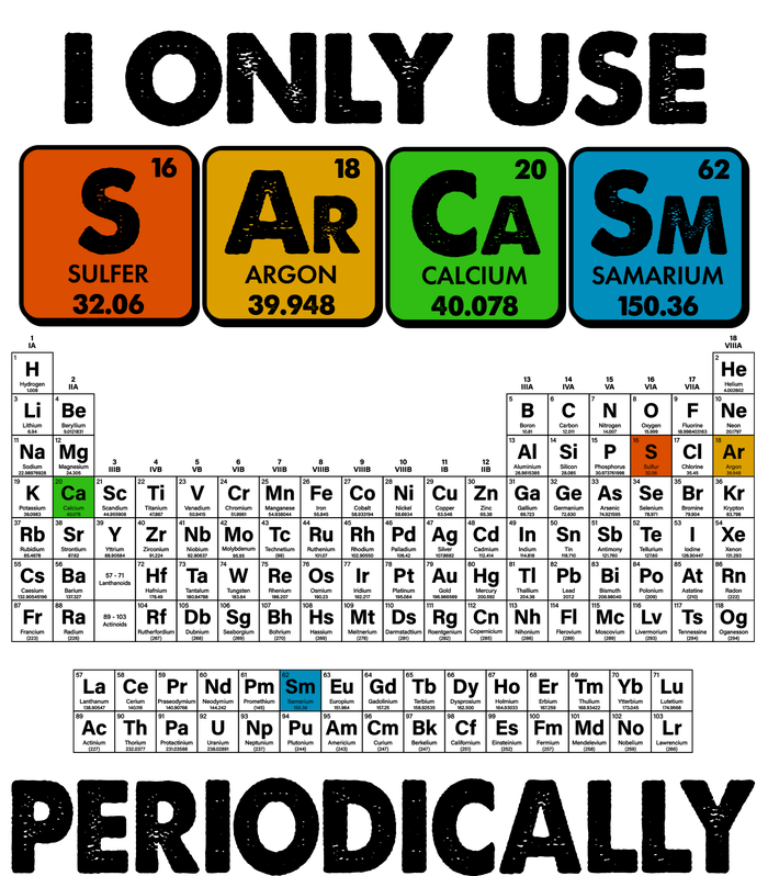 I Only Use SArCaSm Periodically Periodic Chart  Baseball Sleeve Shirt