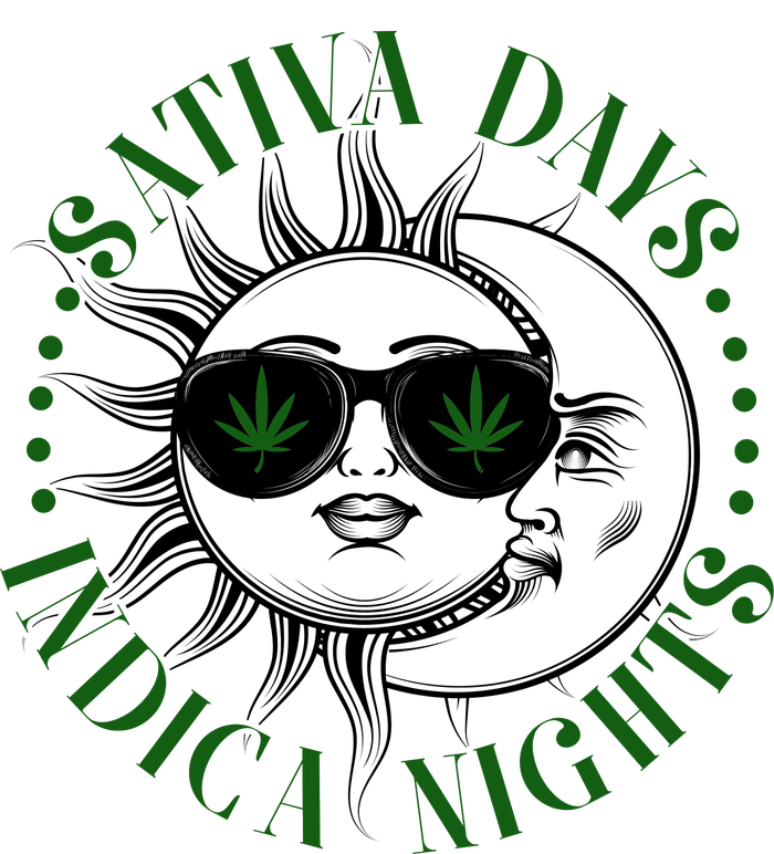 Vintage Sativa Days Indica Nights Sun And Moon Baseball Sleeve Shirt