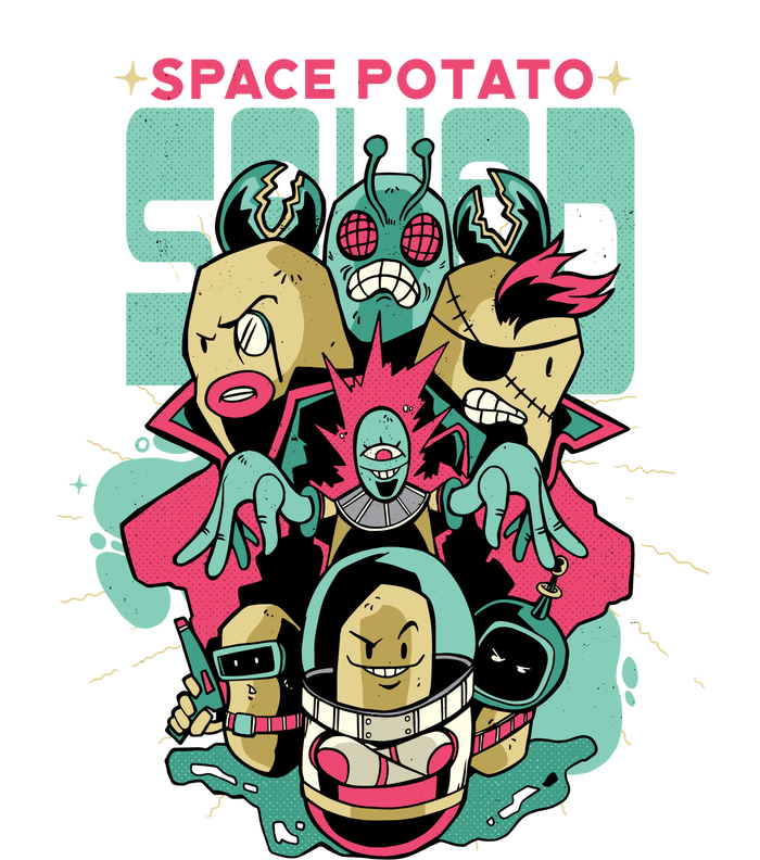 Squad Superhero Space Potato Baseball Sleeve Shirt