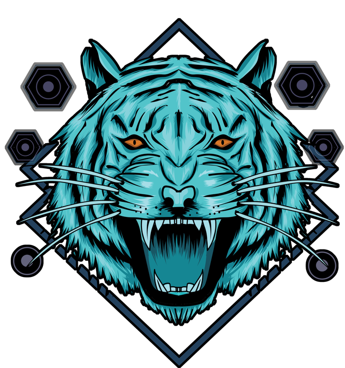 Trippy Cyan Tiger Graphic T-Shirt