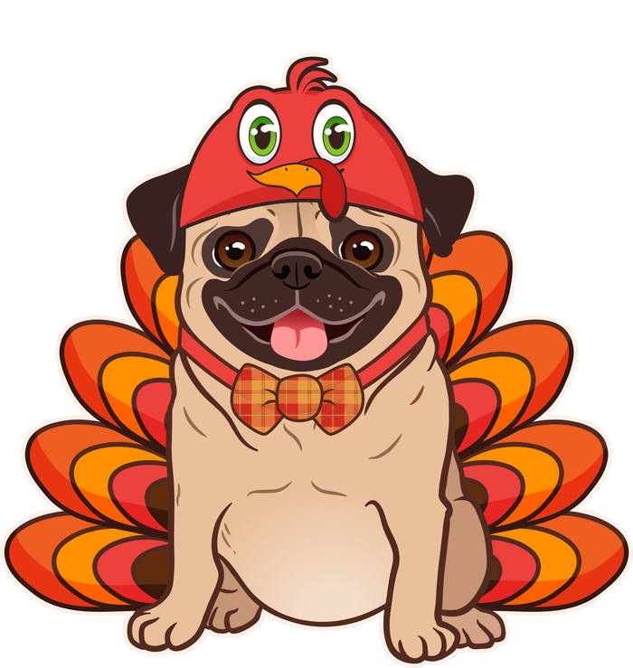 Thanksgiving Turkey Pug Women's T-Shirt