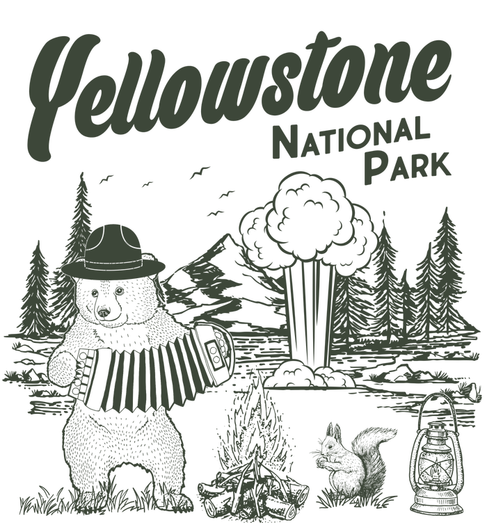 Yellowstone National Park Accordion Park Ranger Bear Tie-Dye T-Shirt