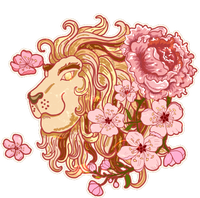 Zodiac Leo Lion with Japanese Cherry Blossoms T-Shirt