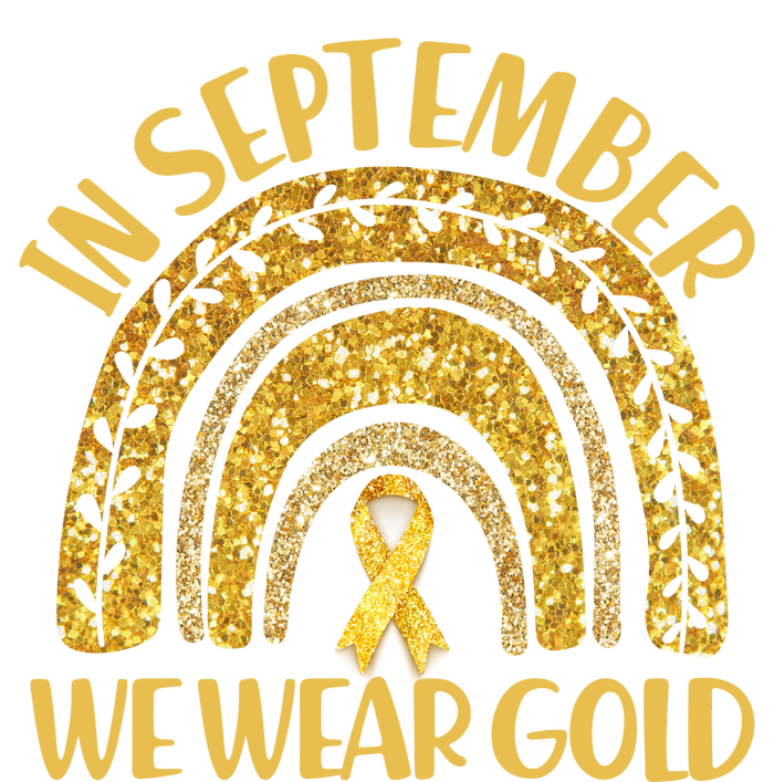 In September We Wear Gold Childhood Cancer Awareness Golden Rainbow Women's Perfect Tri Tunic Long Sleeve Shirt