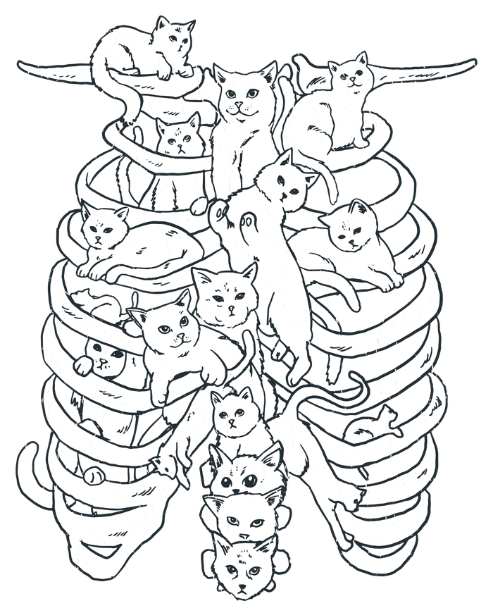 Human Skeleton Spine Cats V-Neck T-Shirt