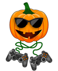 Funny Halloween Pumpkin Video Gamer Tie-Dye Long Sleeve Shirt