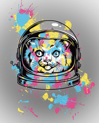 Astronaut Cat Paint Splatter Colorful Design Long Sleeve Pajama Set