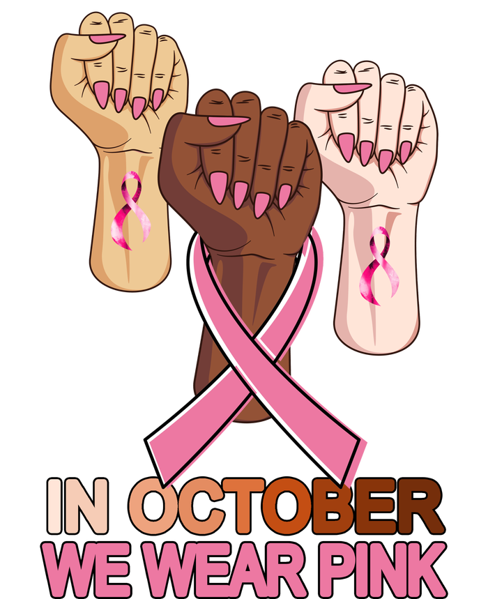 Hand In October We Wear Pink Breast Cancer Awareness Month TShirt T-Shirt