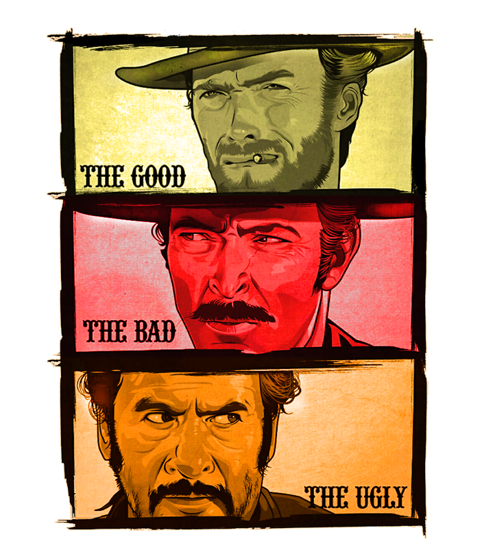 The Good, The Bad, & The Ugly Blondie, Tuco And Angle Eyes Kids Tie-Dye T-Shirt