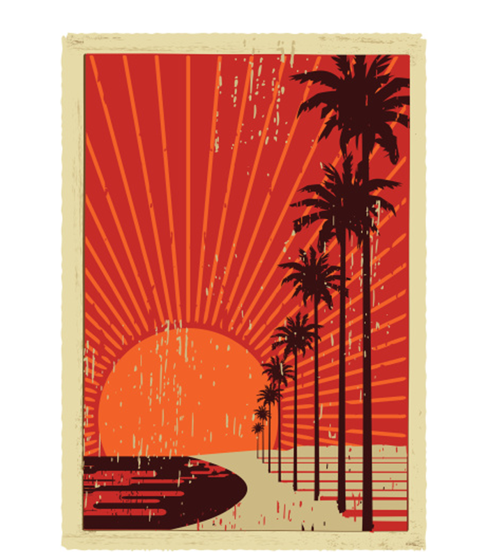 Vintage California Poster Sunset Beach T-Shirt