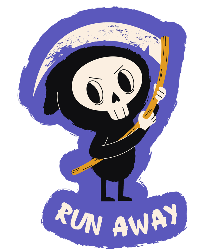 Run Away From The Reaper Cute Grim Reaper Kids Long Sleeve Shirt