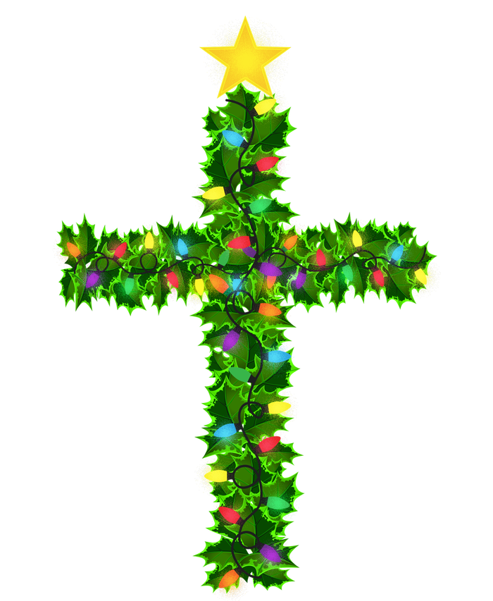 Christmas Tree Holly Cross Premium T-Shirt