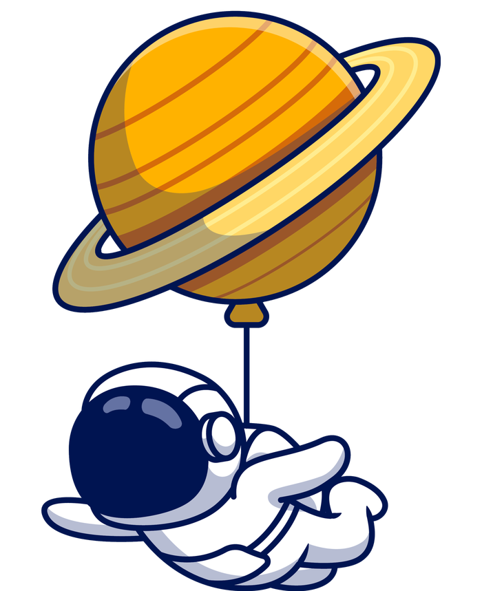 Cute Astronaut Floating On With Saturn Balloon Premium T-Shirt