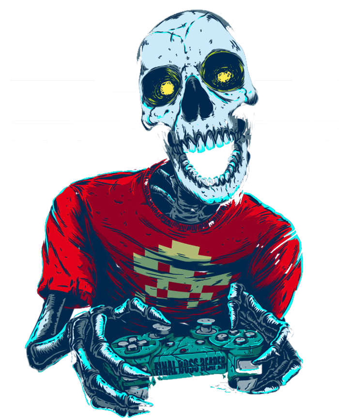 Scary Gamer Skeleton Playing Video Games Graphic Short Acrylic Beanie