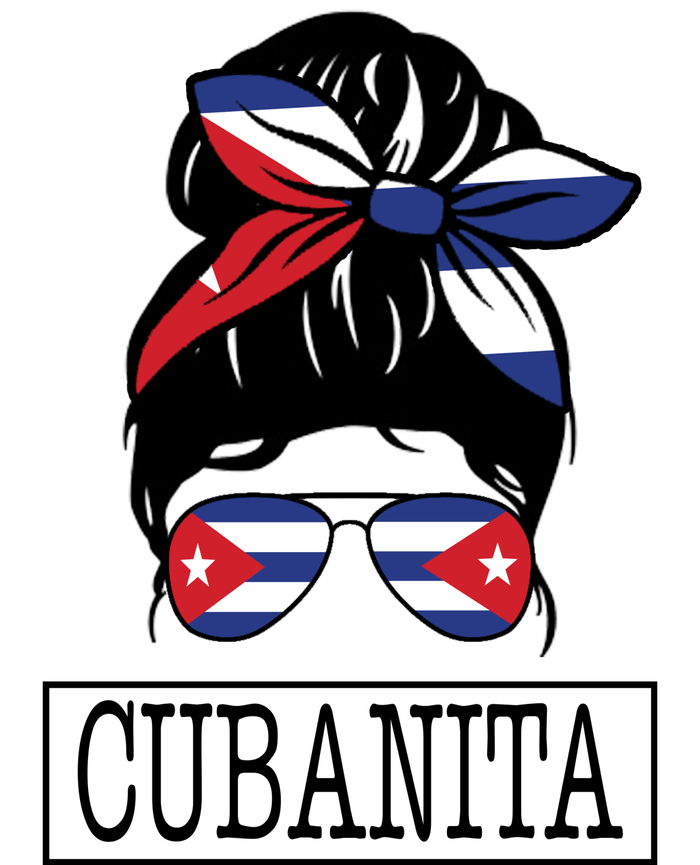 Cubanita Messy Bun Cuban Flag Cuba Ladies Essential Tank