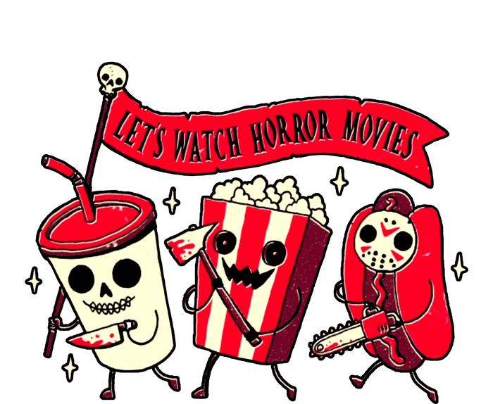 Funny Halloween Let's Watch Horror Movies Theater Food Toddler Long Sleeve Shirt