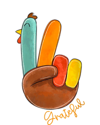 Womens Peace Love Turkey Grateful Turkey Hand Sign Thanksgiving Button