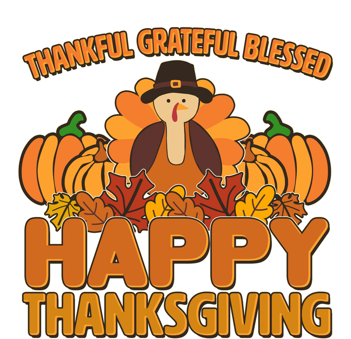 Thankful Grateful Blessed Happy Thanksgiving Turkey T-Shirt