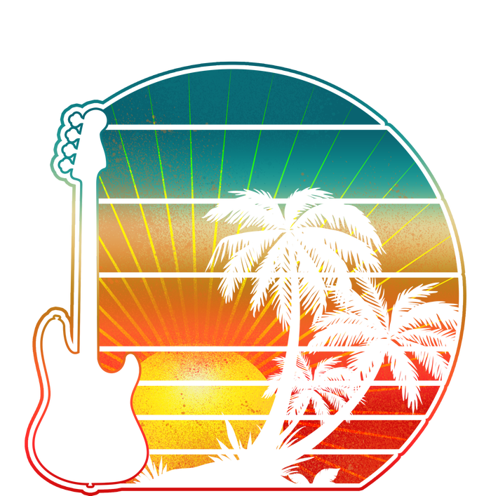 Retro Vintage Guitar Sunset Sunrise Island Poster