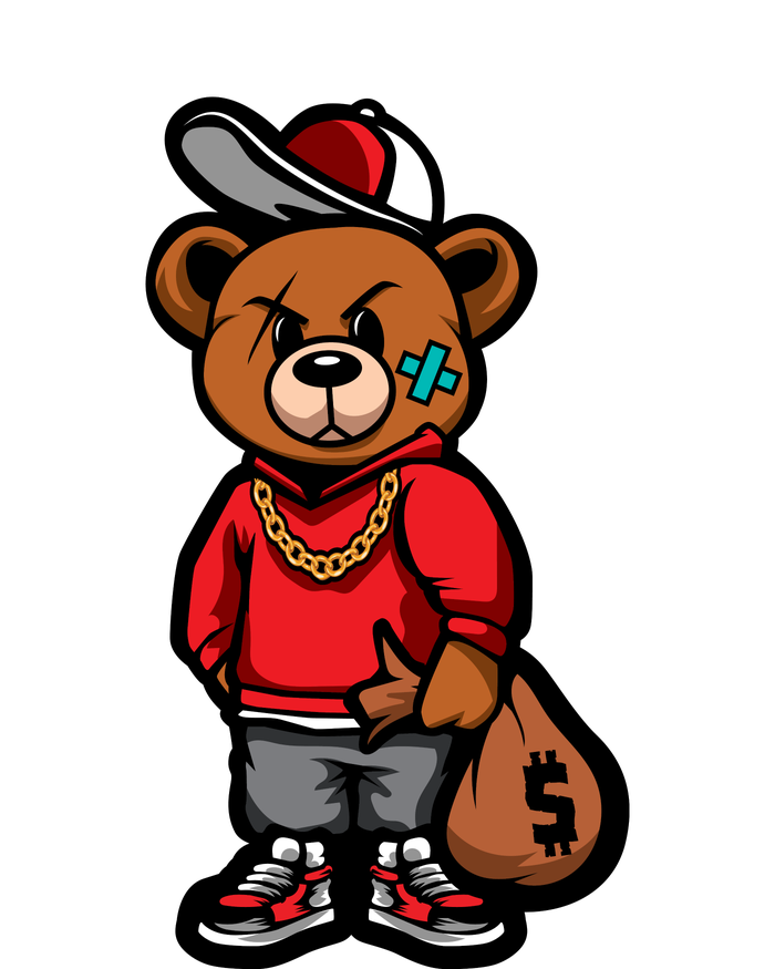 Gangster Teddy Bear Money Bags Good Chain Necklace Sneaker Poster