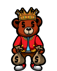 Gangster Teddy Bear King Money Bag Rich Savage Hip Hop Rap Rapper Cartoon 12 oz Stainless Steel Tumbler Cup