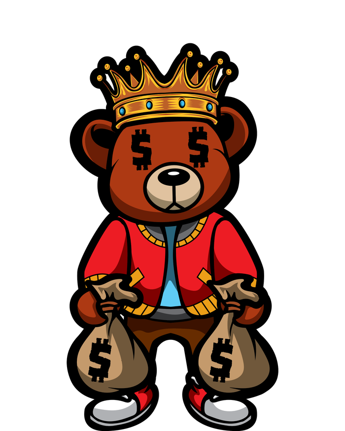 Gangster Teddy Bear King Money Bag Rich Savage Hip Hop Rap Rapper Cartoon 12 oz Stainless Steel Tumbler Cup